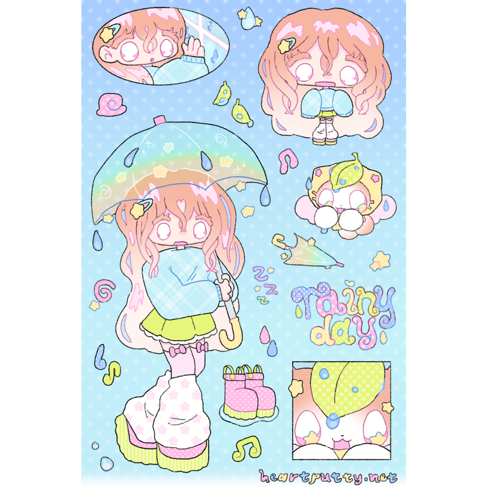 rainy day sticker sheet
