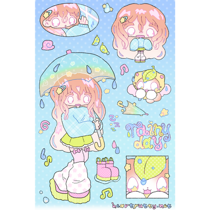 rainy day sticker sheet